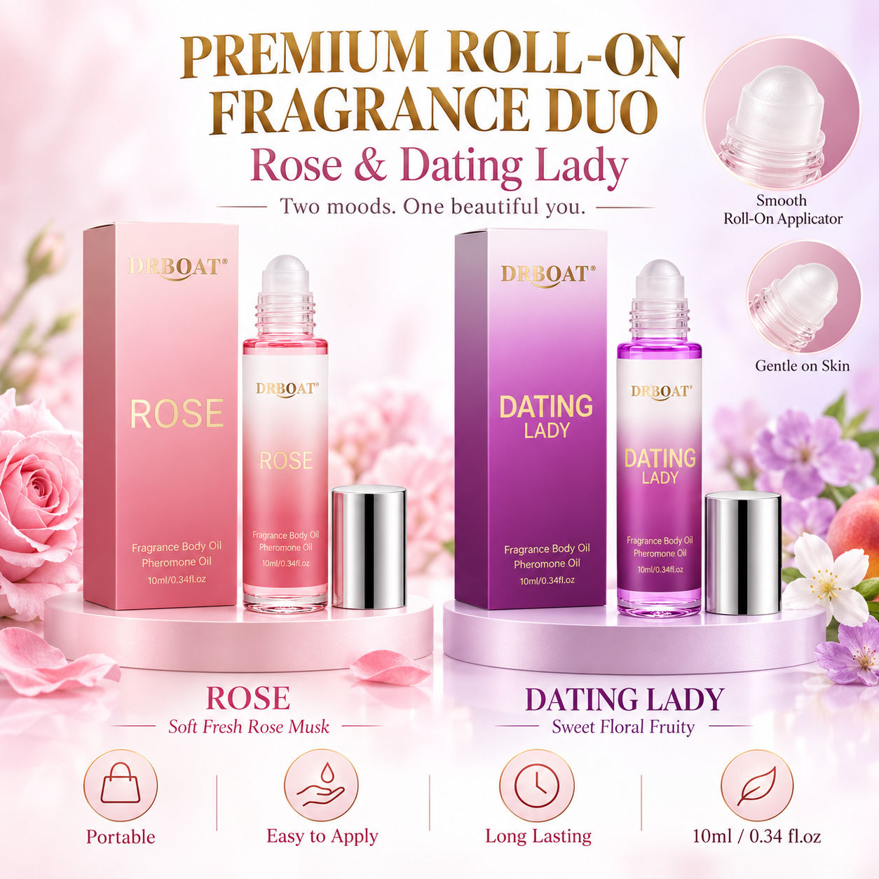 On Perfume & Fragrance Kota Bogor - 2-delige set roll-on parfumolie, roos &